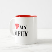 Ich schenke mir meine Herzlichkeit | Geschenk zum Zweifarbige Tasse (Vorderseite Links)