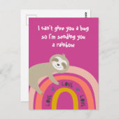 Ich schicke dir einen Regenbogen, Miss You Sloth Postkarte (Vorne/Hinten)