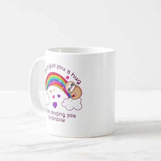 Ich schicke dir einen Sloth Hug Regenbogen Kaffeetasse (Vorderseite Links)