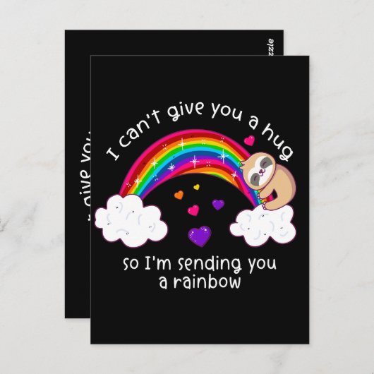Ich schicke dir einen Sloth Hug Regenbogen Postkarte (Vorne/Hinten)