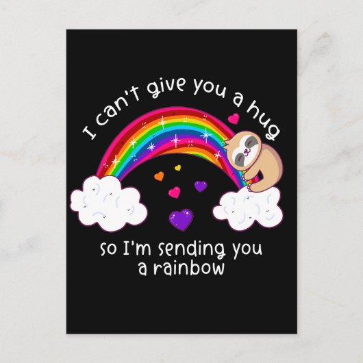 Ich schicke dir einen Sloth Hug Regenbogen Postkarte (Vorderseite)