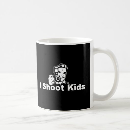 Ich schieße Kinderschwarzes Kaffeetasse (Rechts)