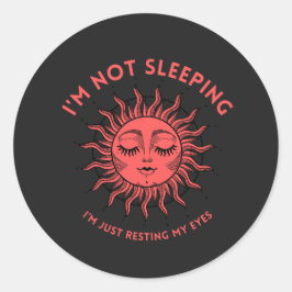 Ich schlafe nicht, ruhe mir die Augen, Moon Gesich Runder Aufkleber