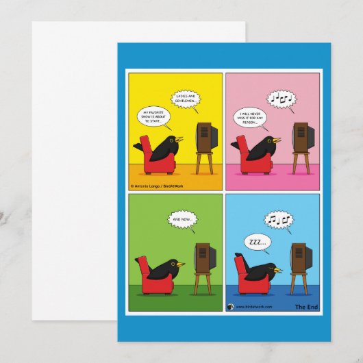 Ich schlafe nie Comic Dankeskarte (Vorne/Hinten)