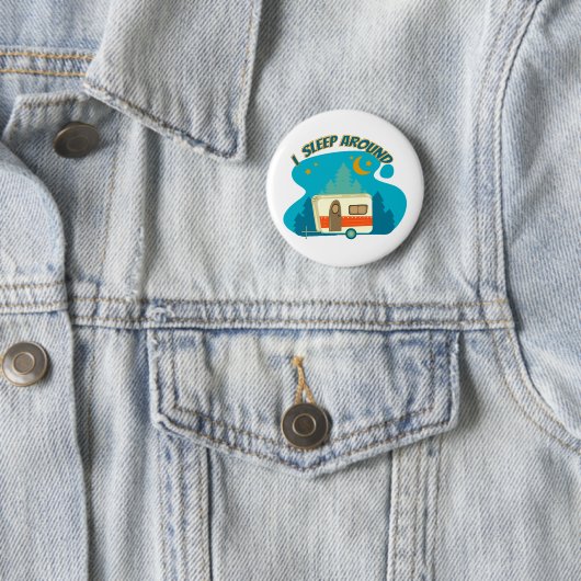Ich schlafe um Camper Van Camping Explorer Natur Button (Beispiel)