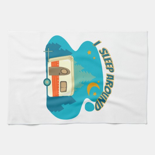 Ich schlafe um Camper Van Camping Explorer Natur Geschirrtuch (Horizontal)