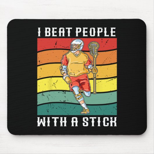 Ich schlage Leute mit einem schwarzen Lacrosse Pla Mousepad (Vorne)