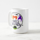ICH SCHMELLE KINDER mit drei Hexen Kaffeetasse (Vorderseite Links)