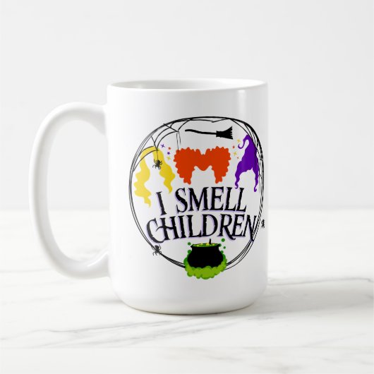 ICH SCHMELLE KINDER mit drei Hexen Kaffeetasse (Links)
