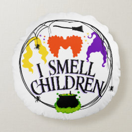 ICH SCHMELLE KINDER mit drei Hexen Rundes Kissen