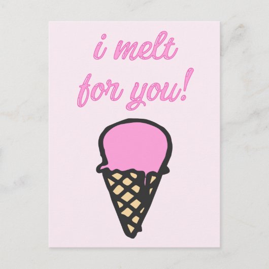 Ich schmelze für dich - Romantische Eiscreme Postkarte (Vorderseite)
