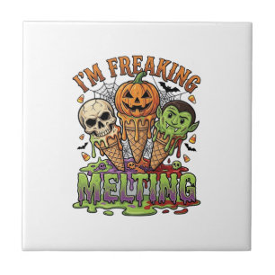 Ich schmelze verrücktes Halloween-Eiscreme-Schädel Fliese