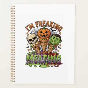 Ich schmelze verrücktes Halloween-Eiscreme-Schädel Planer