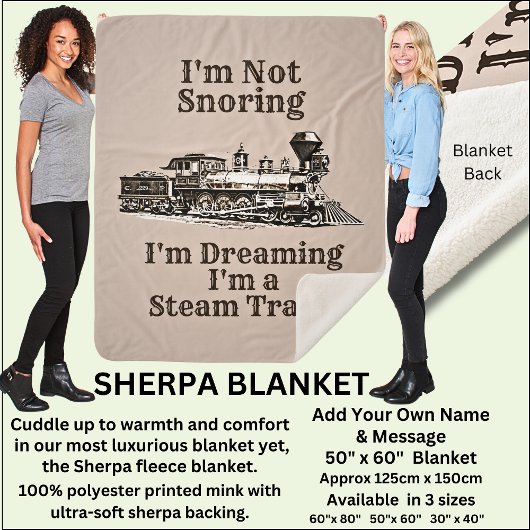 Ich schnarche nicht, träumt, ich bin ein Dampfzug- Sherpadecke