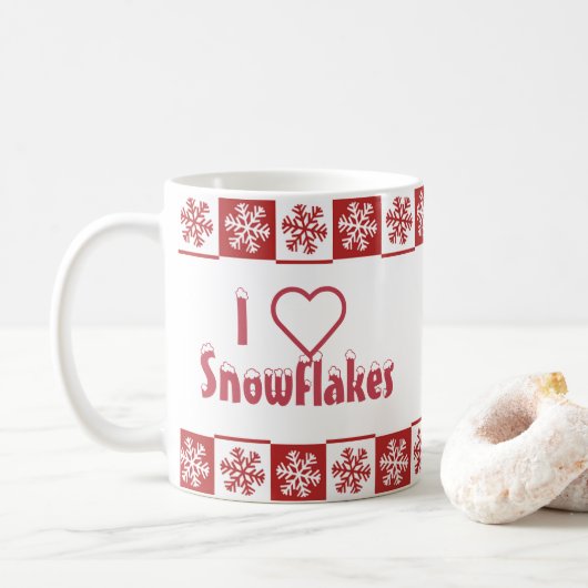 Ich ❤️ Schneeflocken Kaffeetasse (Mit Donut)