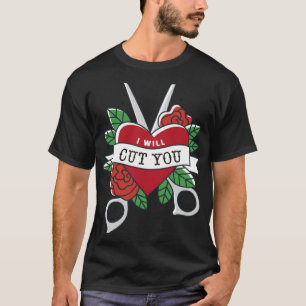 Ich schneide dir die Schere mit dem Friseur T-Shirt