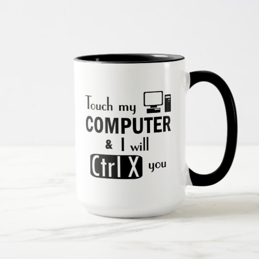 Ich schneide Sie lustiger Computer-Aussenseiter Tasse (Rechts)