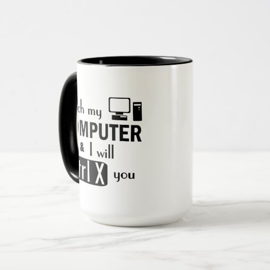 Ich schneide Sie lustiger Computer-Aussenseiter Tasse (Vorderseite Links)