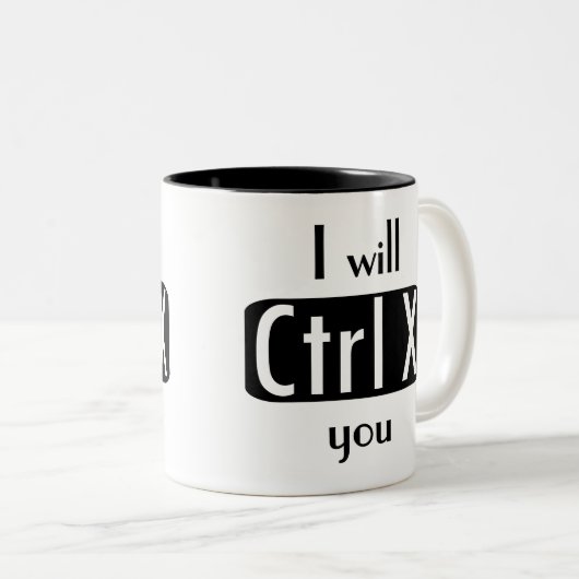 Ich schneide Sie lustiger Computer-Aussenseiter Zweifarbige Tasse (VorderseiteRechts)