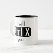 Ich schneide Sie lustiger Computer-Aussenseiter Zweifarbige Tasse (Vorderseite Links)