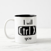 Ich schneide Sie lustiger Computer-Aussenseiter Zweifarbige Tasse (Links)