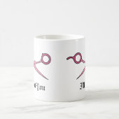 Ich schneide Sie (rosa Haar-Ausschnitt-Scheren) Kaffeetasse (Mittel)