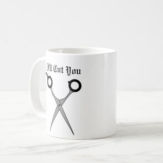 Ich schneide Sie (schwarzes Kaffeetasse (Vorderseite Links)