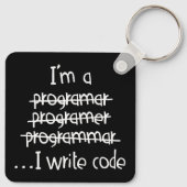 Ich schreibe Code Programmierer Humor Typografie G Schlüsselanhänger (Rückseite)