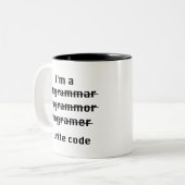 Ich schreibe Code Zweifarbige Tasse (Vorderseite Links)