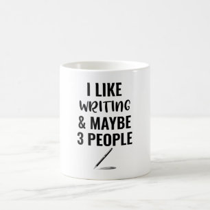 Ich schreibe gerne und vielleicht 3 Leute Kaffeetasse