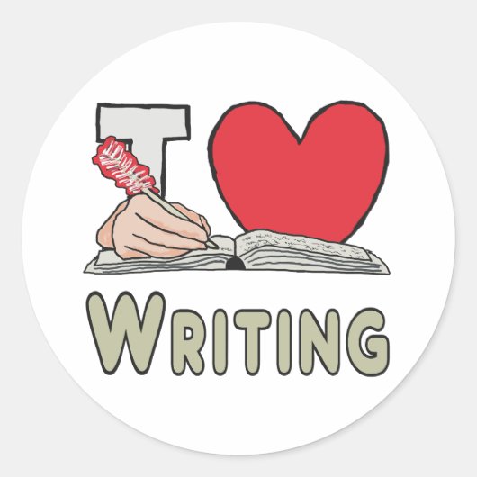 Ich schreibe Liebe Runder Aufkleber (Vorderseite)