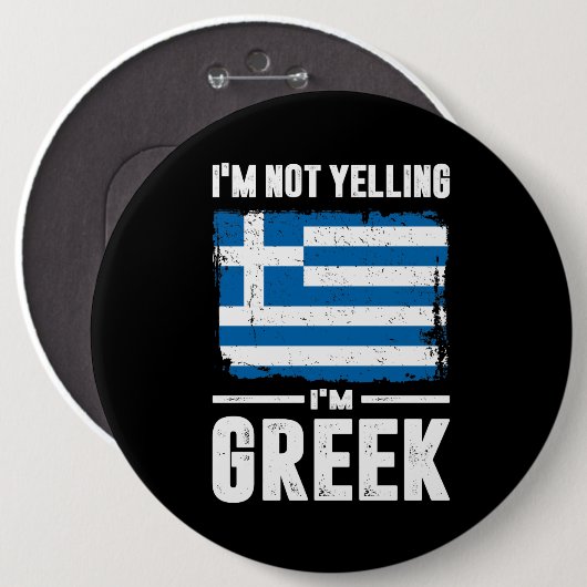 Ich schreibe nicht, dass ich Griechisch bin Button (Vorne & Hinten)