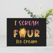 Ich schreibe Vier-Eis-Creme Kindermädchen 4. Gebur Einladung (Stehend Vorderseite)