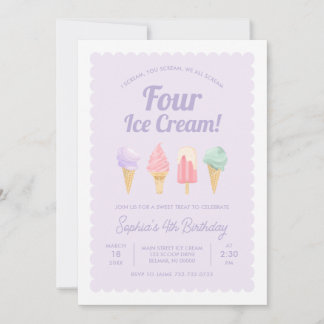 Ich schreibe vier Eiscreme zum Geburtstag Einladun Einladung