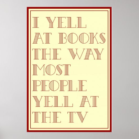 Ich schreie Bücher an Poster (Vorne)