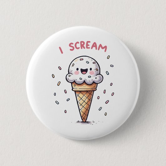 Ich schreie Eiscreme mit Sprinklen Button (Vorderseite)