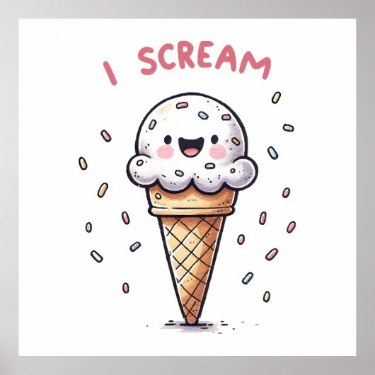 Ich schreie Eiscreme mit Sprinklen Poster (Vorne)
