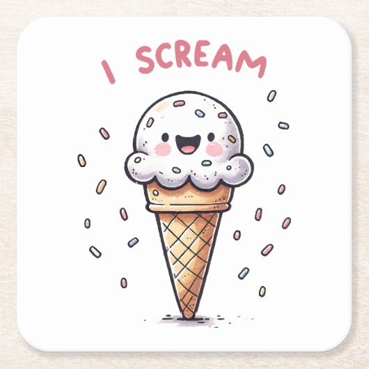 Ich schreie Eiscreme mit Sprinklen Rechteckiger Pappuntersetzer (Vorderseite)
