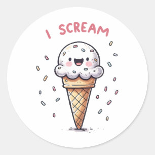 Ich schreie Eiscreme mit Sprinklen Runder Aufkleber