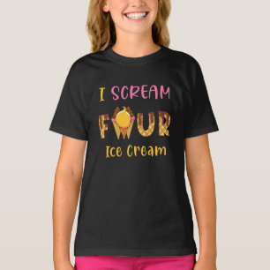 Ich schreie vor vier Eiscreme-Kindern Junge Mädche T-Shirt