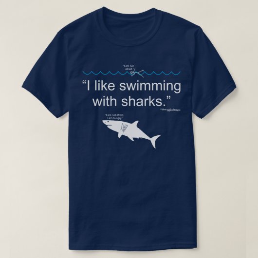 Ich schwimme gerne mit Haien T-Shirt (Design vorne)