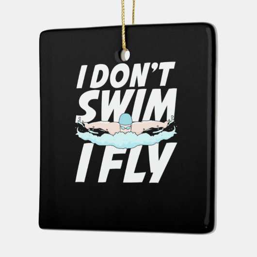 Ich schwimme nicht und fliege keramikornament (Links)