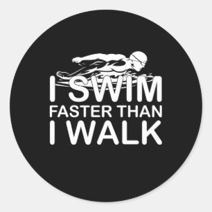 Ich schwimme schneller als ich gehe runder aufkleber