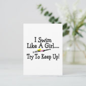 Ich schwimme wie ein Mädchen und versuche, Behalte Postkarte (Stehend Vorderseite)