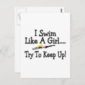 Ich schwimme wie ein Mädchen und versuche, Behalte Postkarte (Vorne/Hinten)