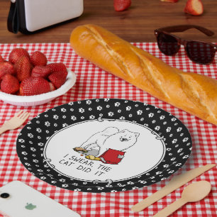 Ich schwöre, die Katze hat es Samoyed Dog Messy Fu Pappteller