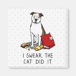 Ich schwöre die Katze Pit Bull (lt brindle/wh3) Magnet