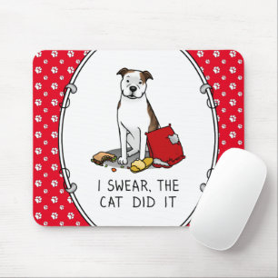Ich schwöre die Katze Pit Bull (lt brindle/wh3) Mousepad