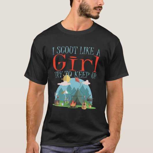 Ich scout wie ein Mädchen versuchen Scout Girl Hob T-Shirt (Vorderseite)