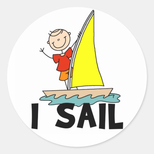 Ich segle Strichmännchen Sticker (Vorderseite)